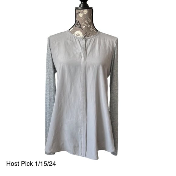 Lola & Sophie Women's Small Gray Long Sleeve Crew Neck Pullover Blouse Tunic Top - Picture 1 of 14